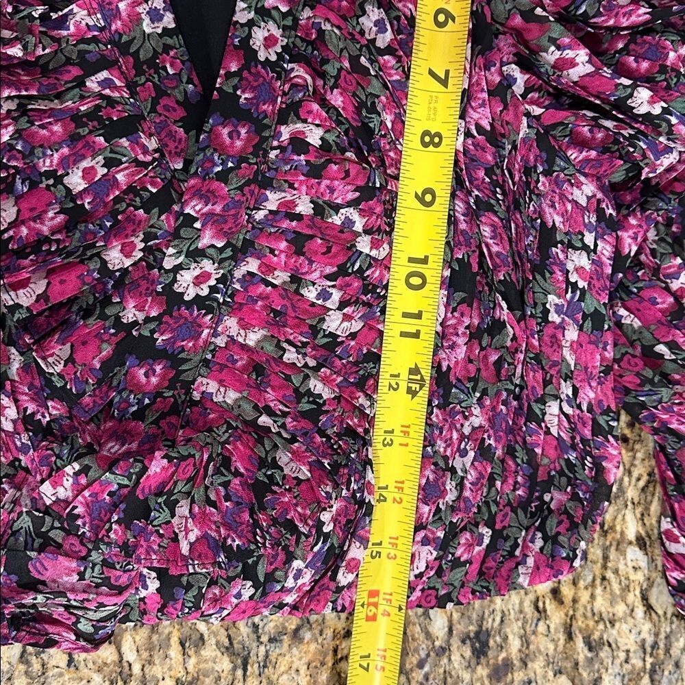 ENDLESS ROSE Floral Ruffle Trim Crop Top In Fuchsia Multi Size S - Picture 9 of 11